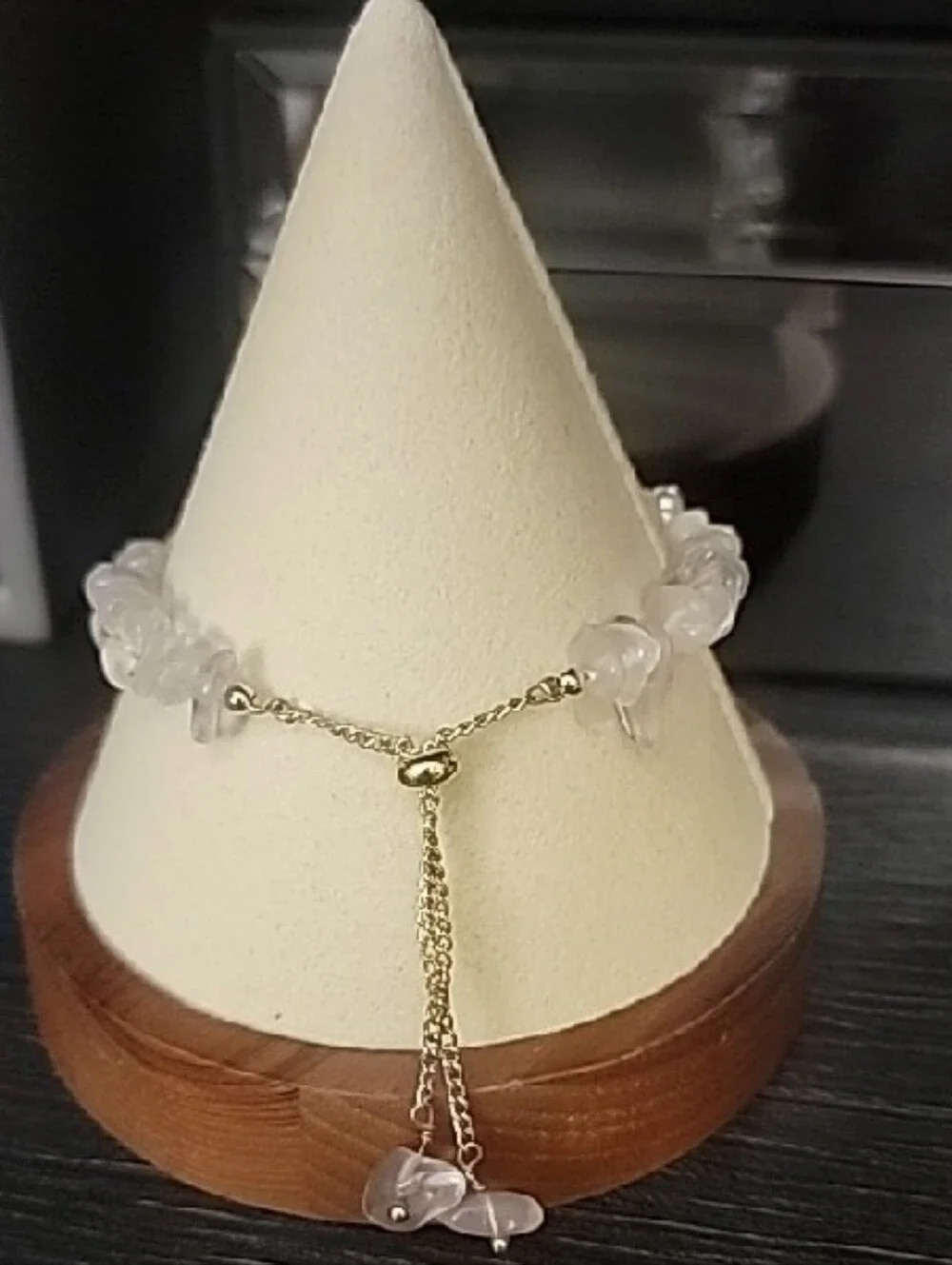 Real Freshwater Pearl & Pink Rose Quartz Crystal Chip Stretch Bracelet
